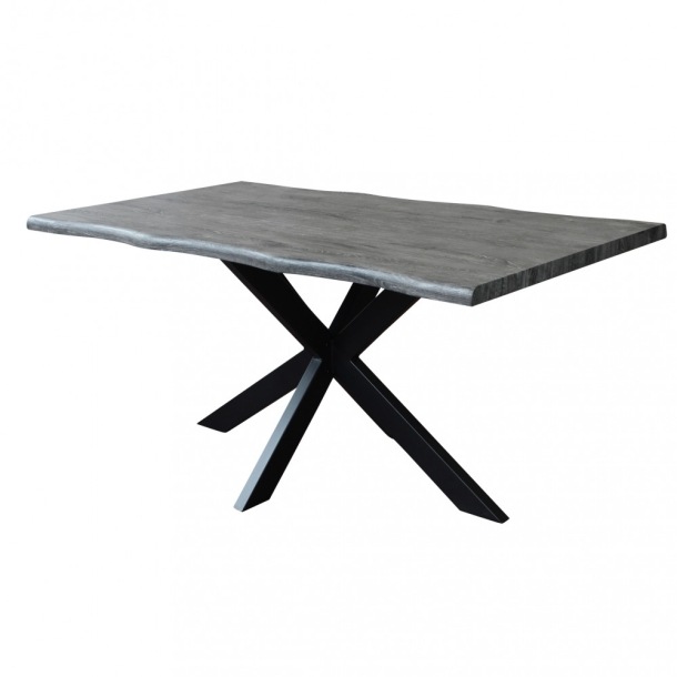 TAVOLO FLOYD ANTRACITE EFFETTO LEGNO STRUTTURA NERA 160 X 90