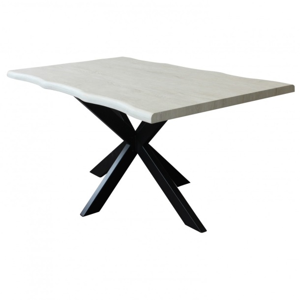 TAVOLO FLOYD GRIGIO EFFETTO PIETRA STRUTTURA NERA 160 X 90