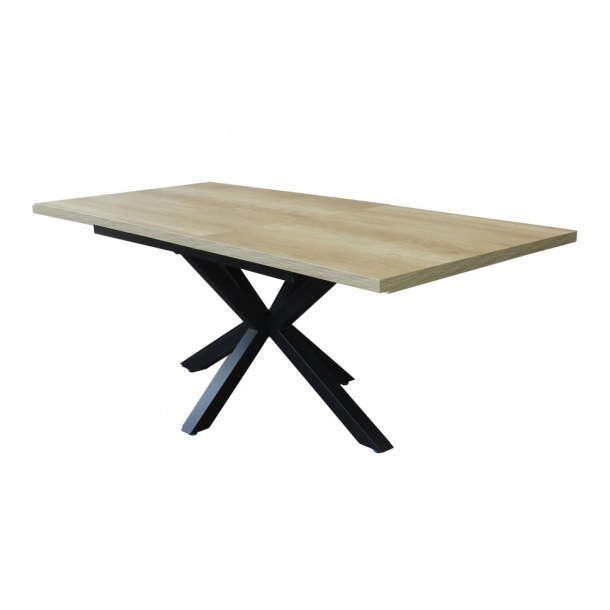 TAVOLO ALLUNGABILE GARFIELD NATURALE CON VENATURE STRUTTURA NERA 160/200 X 90