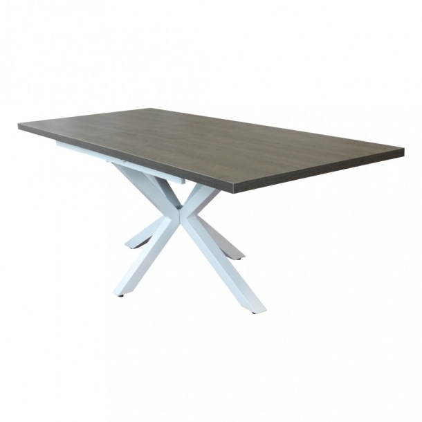 TAVOLO ALLUNGABILE GARFIELD ANTRACITE EFFETTO LEGNO STRUTTURA BIANCA 160/200 X 90