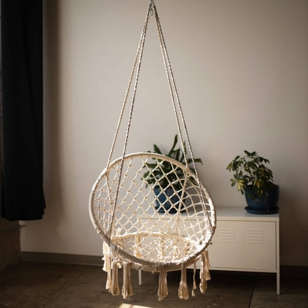 Poltrona sospesa con cuscino Beige LUXORY ROUNDEDILIAMO EDENYA