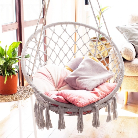 Poltrona sospesa con cuscino Grigio chiaro LUXORY ROUNDEDILIAMO EDENYA