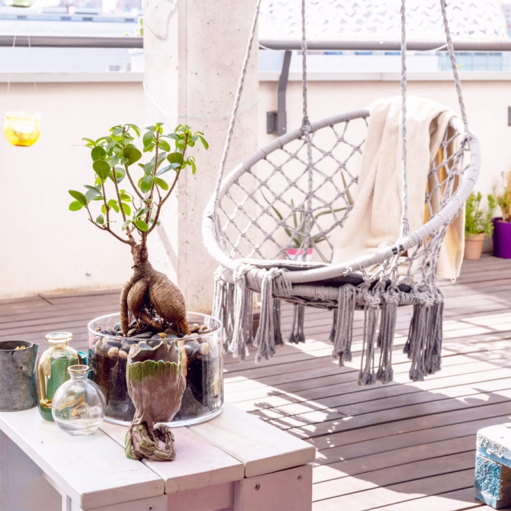 Poltrona sospesa con cuscino Grigio chiaro LUXORY ROUNDEDILIAMO EDENYA