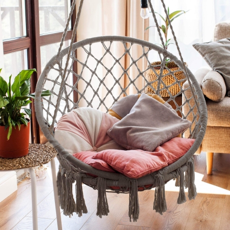 Poltrona sospesa con cuscino Grigio scuro LUXORY ROUNDEDILIAMO EDENYA