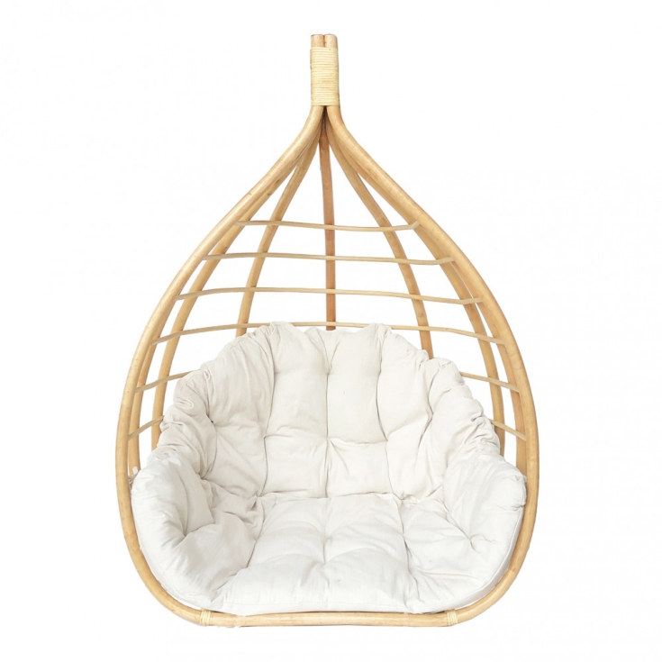 Dondolo in fibra naturale con cuscini beige CALYPSOEDILIAMO EDENYA