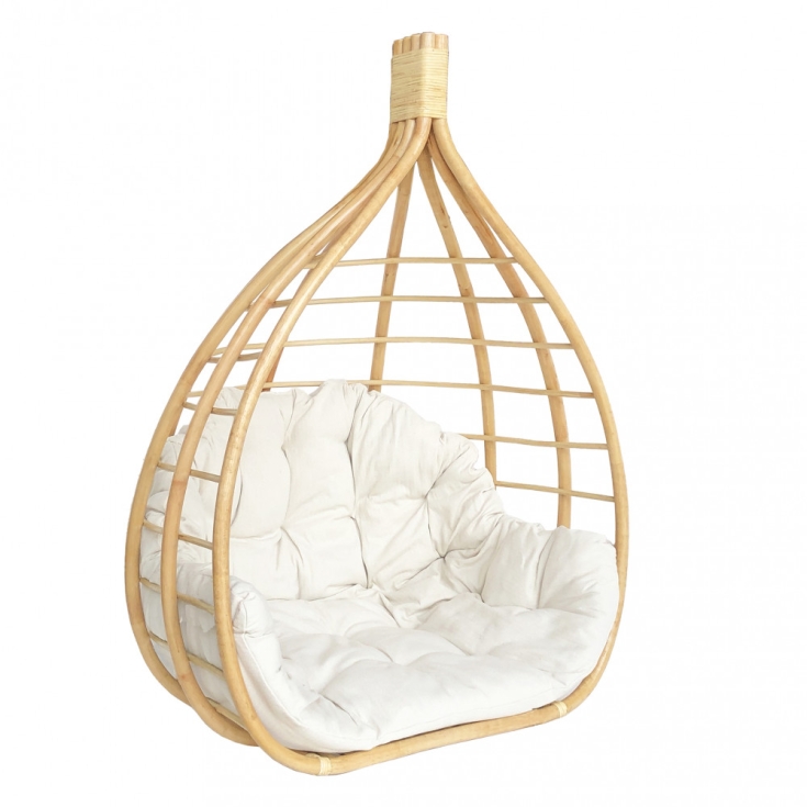 Dondolo in fibra naturale con cuscini beige CALYPSOEDILIAMO EDENYA