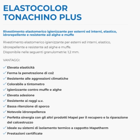 Rivestimento elastomerico igienizzante Elastocolor Tonachino Plus Mapei 25Kg -2