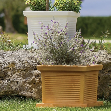 Vaso da Giardino Quadro Millerighe in polietilene Monacis -4