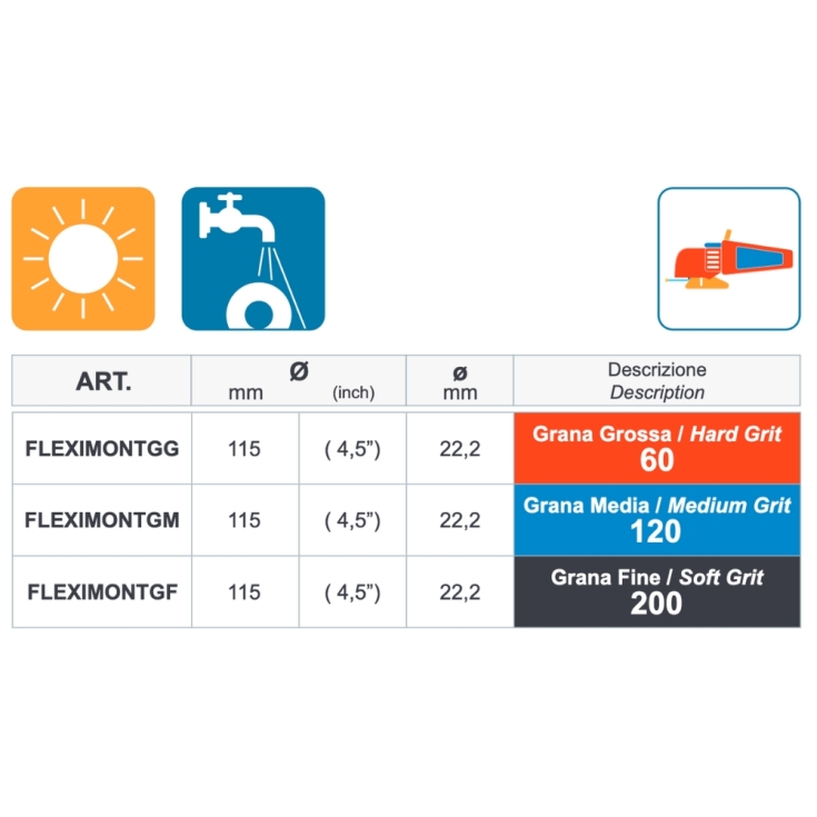Disco diamantato lamellare grana grossa 60 Montolit FLEXIMONTGF -6