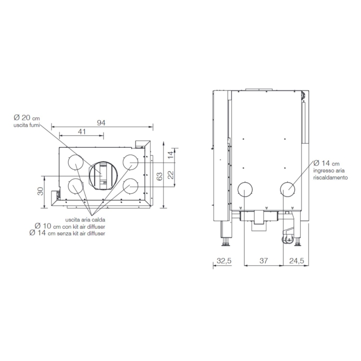 Focolare a legna Windo2 75 SX V/F Edilkamin -3