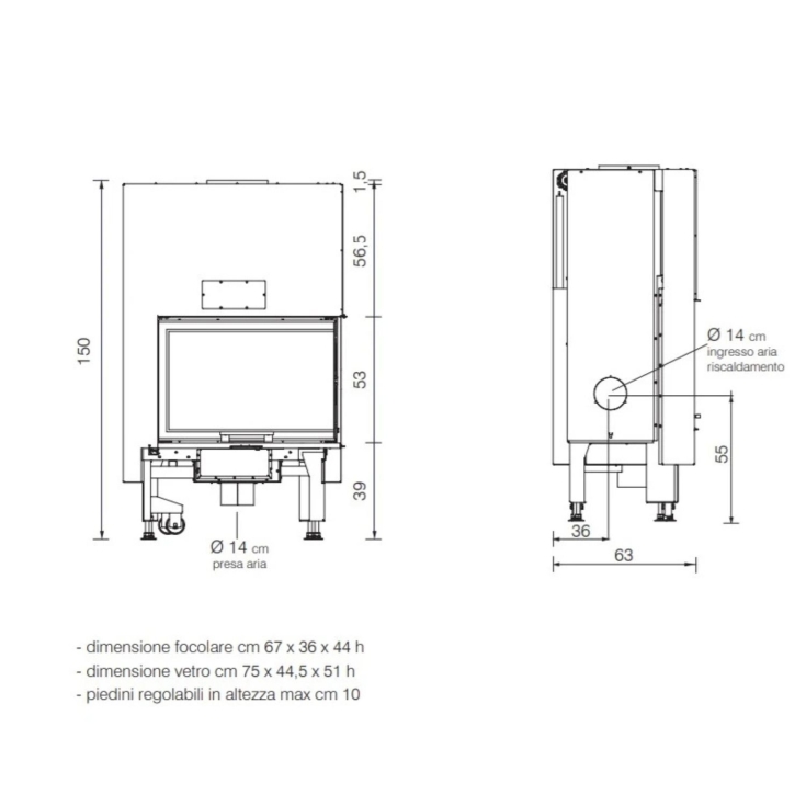 Focolare a legna Windo2 75 SX V/F Edilkamin -4