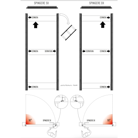 Porta Filomuro Scrigno Filo44 60x210 cm: Moderna e Reversibile -8