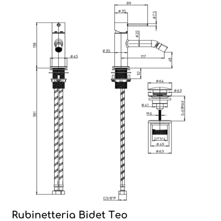 Kit Doccia lavabo e bidet TEO-2 CROMO Bossini