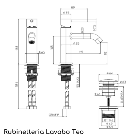 Kit Doccia lavabo e bidet TEO-2 CROMO Bossini