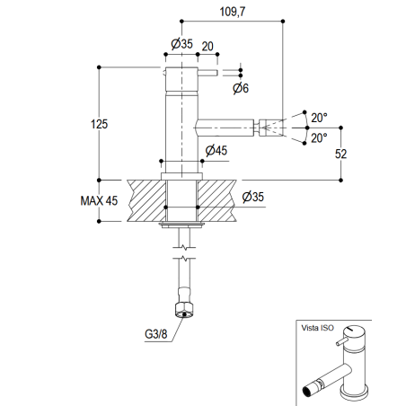Miscelatore bidet Ø35mm Black E0BA0122DIBX RitmonioRITMONIO
