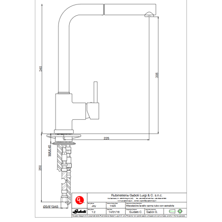 Miscelatore per lavello con doccia estraibile 1425 Joy GaboliGABOLI LUIGI