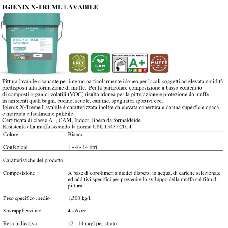 Pittura lavabile per interni X-TREME LAVABILE Linvea -3