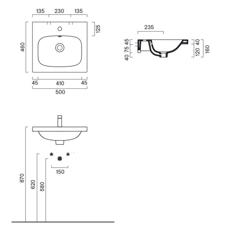 Lavabo Catalano 50x46 bianco lucido...