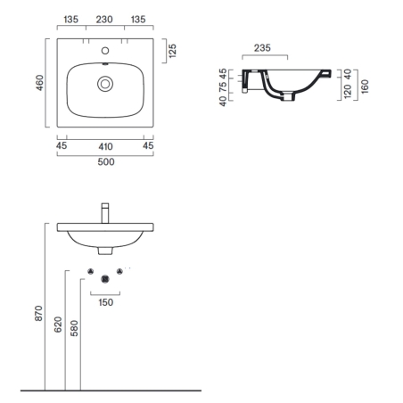 Lavabo Catalano 50x46 bianco lucido Alvea