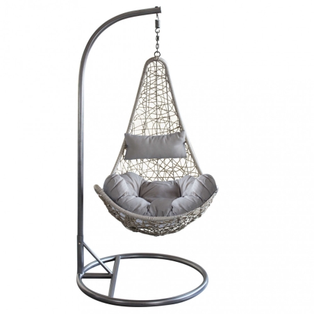 Poltrona sospesa a dondolo in wicker grigio - PONZA