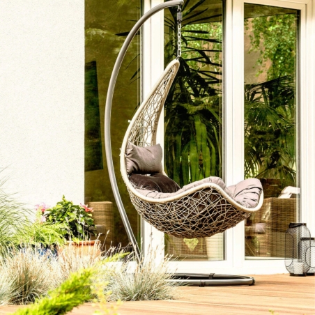 Poltrona sospesa a dondolo in wicker marrone naturale - PONZA