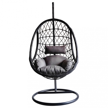 Poltrona sospesa a dondolo in wicker nera - CAPRAIA