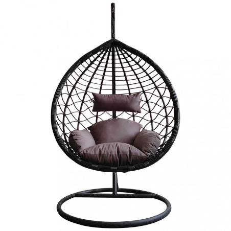 Poltrona sospesa a dondolo in wicker nera - PANAREA