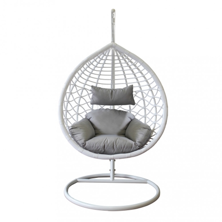 Poltrona sospesa a dondolo in wicker BIANCO - PANAREA