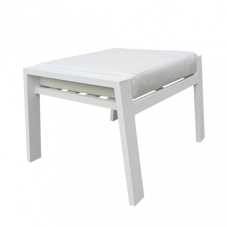 Poggiapiedi con cuscino in tessuto bianco 65x56x41cm - Giacarta