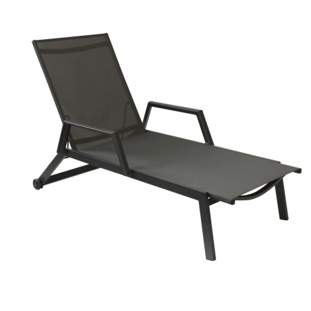 Lettino prendisole impilabile con ruote 195x72x55cm ANTRACITE - BARINAS