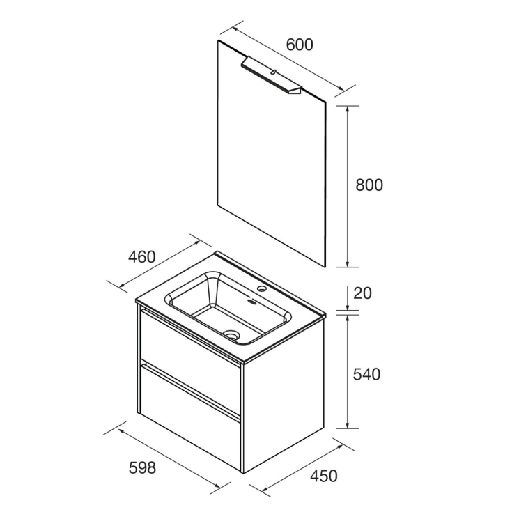 Mobile sospeso bagno bianco lucido 60x46cm Noja 600 Salgar | CompetoSALGAR