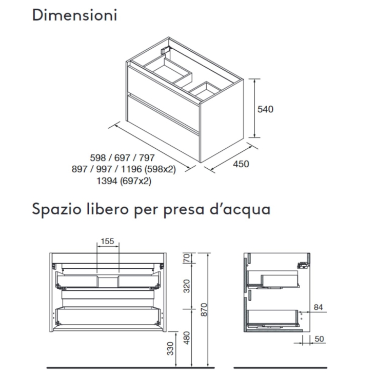 Mobile sospeso bagno bianco lucido 60x46cm Noja 600 Salgar | CompetoSALGAR