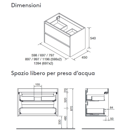 Mobile sospeso bagno bianco lucido 60x46cm Noja 600 Salgar | CompetoSALGAR