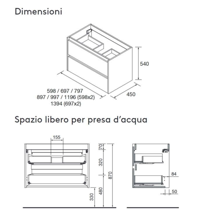 Mobile sospeso bagno bianco lucido 70x46cm Noja 700 Salgar | CompetoSALGAR