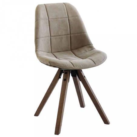 Sedia in tessuto marrone con gambe in legno di quercia - Aron