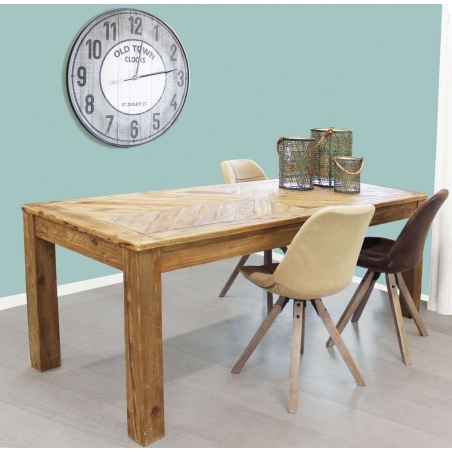 Sedia in tessuto marrone con gambe in legno di quercia - Aron