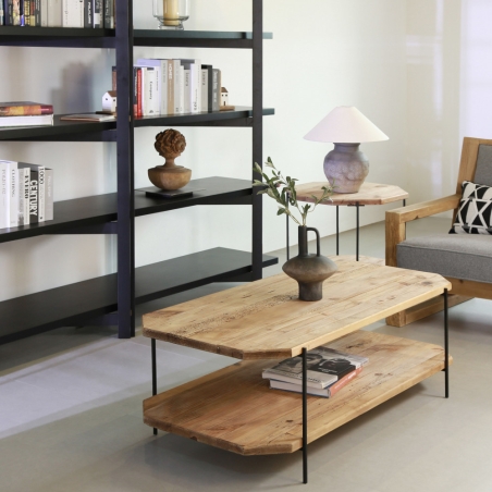 Tavolino basso 120x61x41cm in legno di pino riciclato - ARNOLD