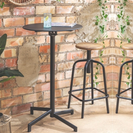 Tavolo da bar rotondo Ø60 cm pieghevole alto 102 cm Grigio Scuro - Vega