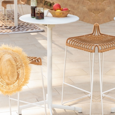 Tavolo da bar rotondo Ø60 cm pieghevole alto 102 cm Bianco - Vega