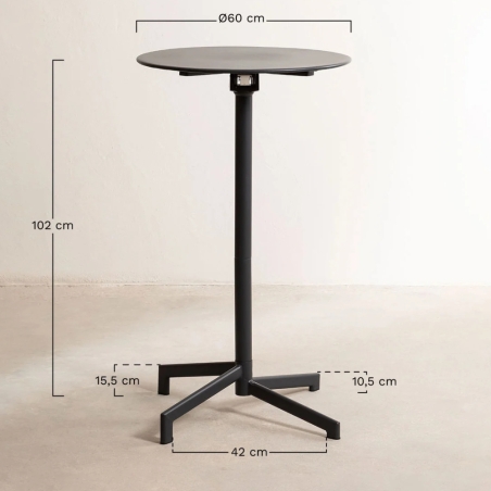 Tavolo da bar rotondo Ø60 cm pieghevole alto 102 cm Bianco - Vega