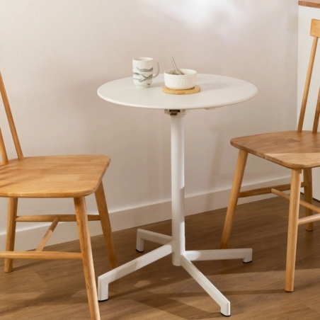 Tavolo da bar rotondo Ø60 cm pieghevole Bianco - Vega