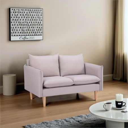 Divano piccolo salvaspazio in tessuto beige 2 posti - FLORIN