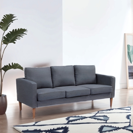 Divano 3 posti in tessuto grigio scuro 180x73cm - RAMSEY