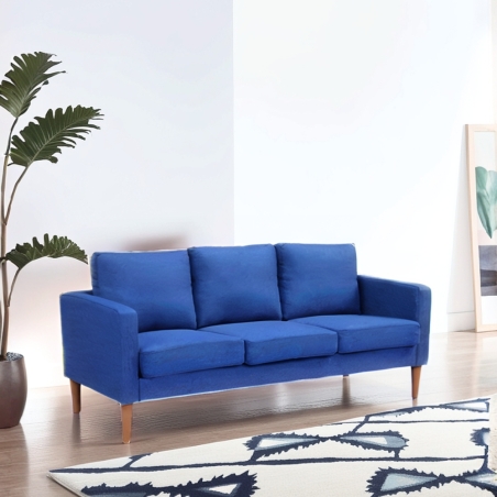 Divano 3 posti in tessuto blu 180x73cm - RAMSEY