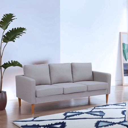 Divano 3 posti in tessuto grigio chiaro 180x73cm - RAMSEY