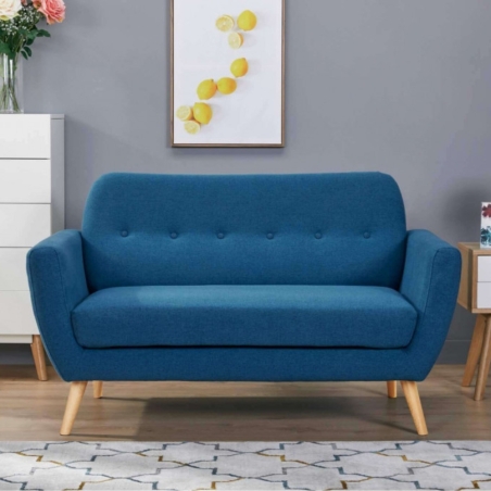 Divano salvaspazio 2 posti in tessuto blu - BURTON