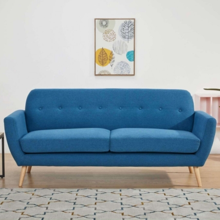 Divano 3 posti in tessuto blu 193x79cm - BURTON