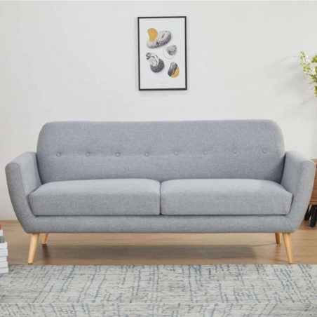 Divano 3 posti in tessuto grigio 193x79cm - BURTON