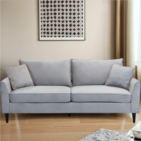 Divano in velluto tortora 3 posti 196x81cm - CHANDLER