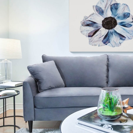 Divano in velluto grigio 3 posti 196x81cm - CHANDLER